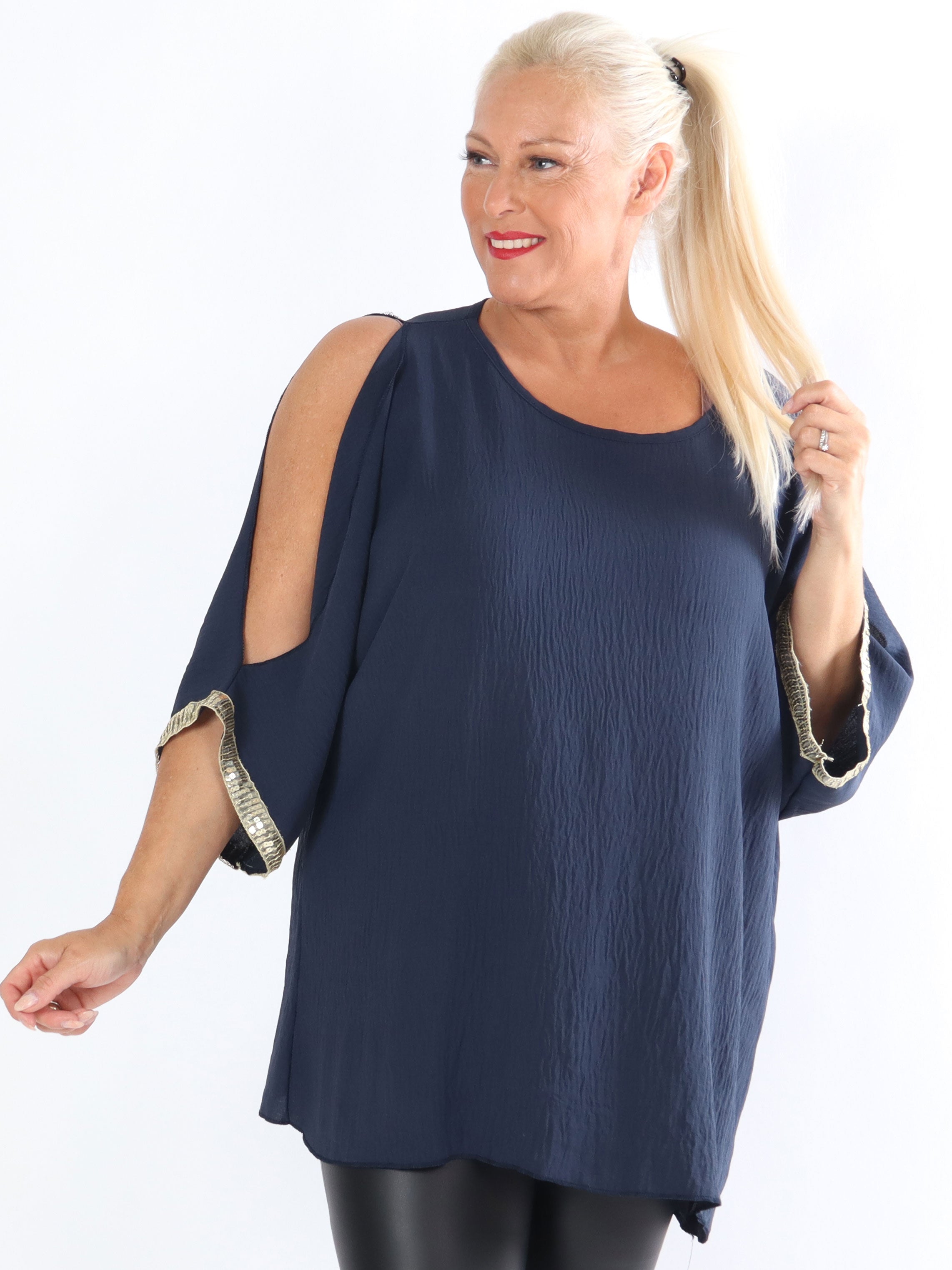Capri - Plus size tunika med pailletter